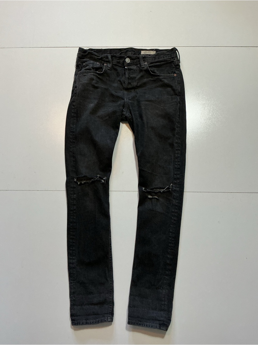 Allsaints Bannock Cigarette Black Slim Fit Men's Button Fly Denim Jeans